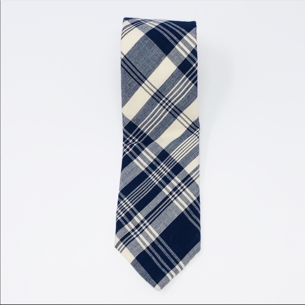 Mens Brooks Brothers Blue & White Silk Plaid Tie